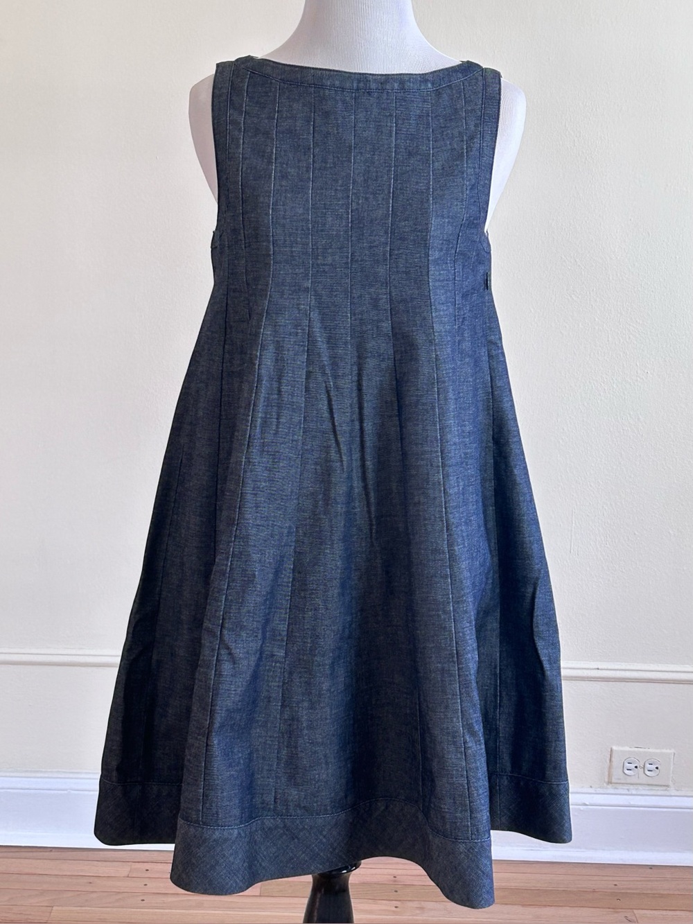 Theory Sleeveless A-Line Denim Dress in Dark Indigo